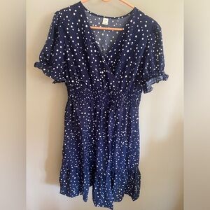 Navy Blue polka dot dress. Size XL.